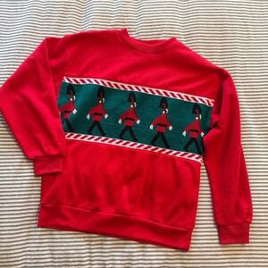 Vintage 80s Royal Guard Palace Guard Soldier Needlepoint Sweatshirt 1980s
